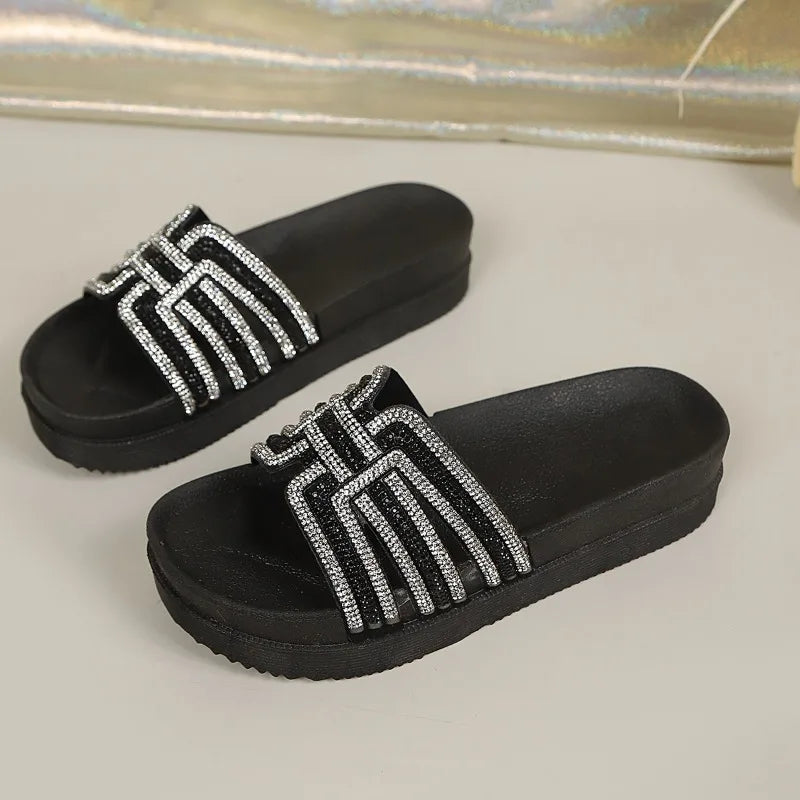 Women's Fish Mouth Open Toe Comfortable Thick Sole Mid Heel Slippers Zpaxo
