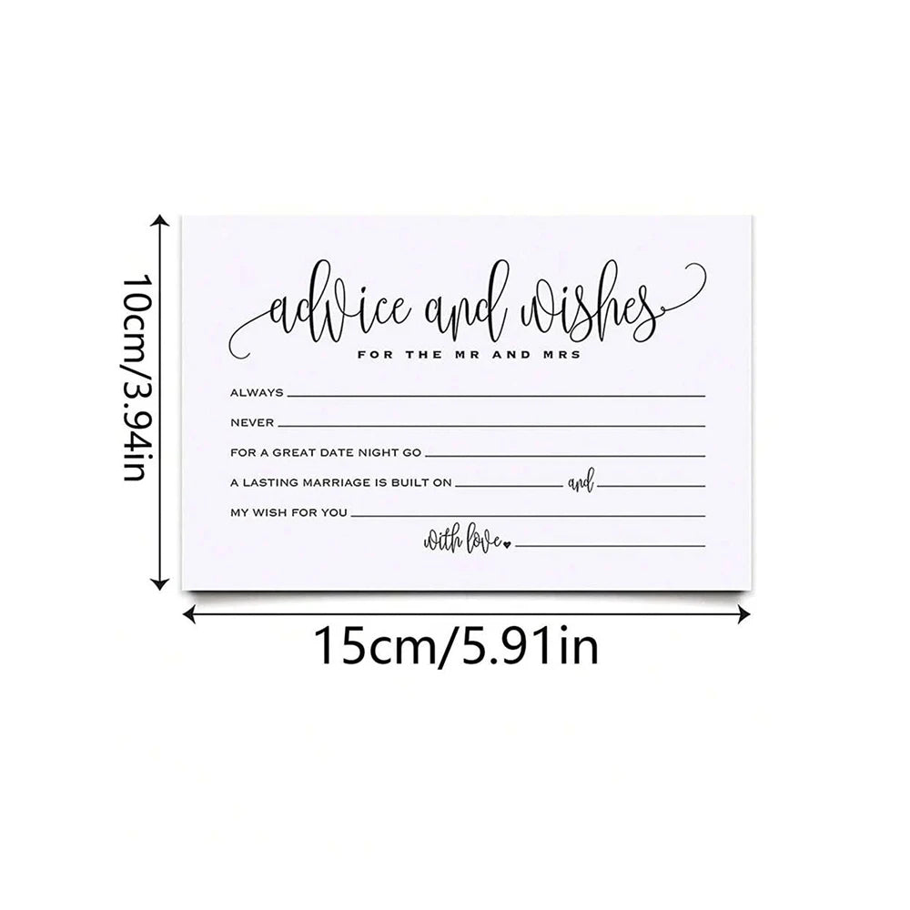 10/25/50/100Pcs Advice and Wishes for the MR and MRS Cards Wedding Advice Cards Wedding Receptions Bridal Showers Zpaxo J2504065-W 25Pcs
