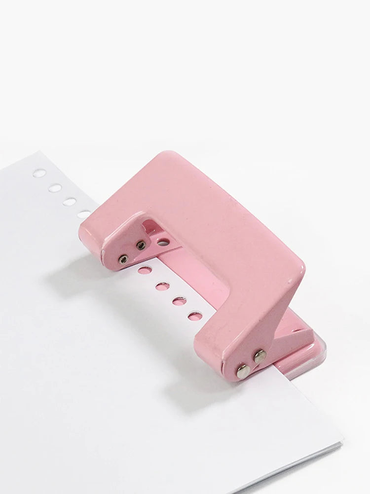Hole Paper Punch Tool 2-Hole Metal Pink HolePuncher for Office Students Home Supplies Zpaxo