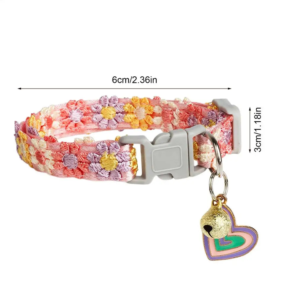 Cute Lace Cat Collar Embroidery Bell Adjustable Soft Comfortable