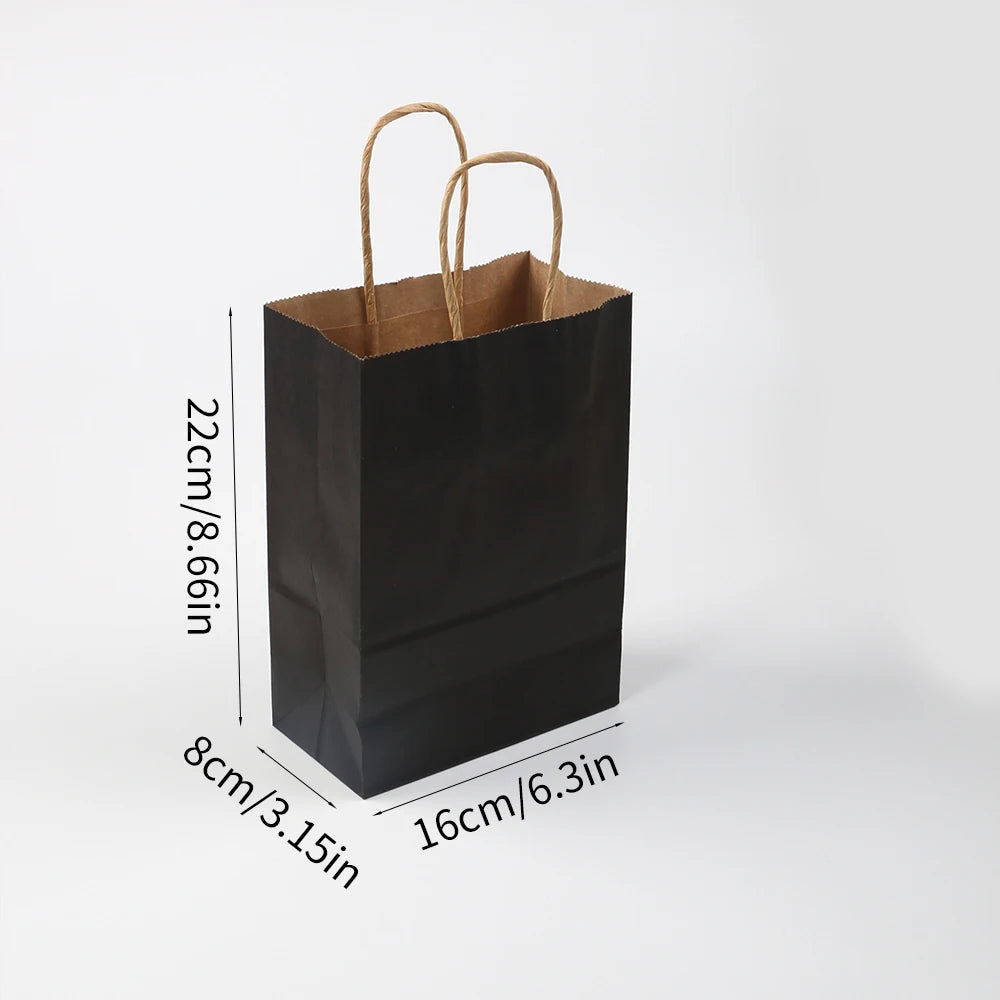 5/24Pcs Kraft Paper Bags Black Blue 16x22x8cm Reusable Gift Bag with Handle for Birthday Party Favor Wedding Christmas Shopping Zpaxo Black Other 24Pcs