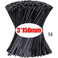 100/200/300/500/1000Pcs Self-locking White Black Plastic Nylon cable Zip Ties Fastening Ring Nylon Clamp strap with lock Zpaxo 3x150mm Black 100pcs