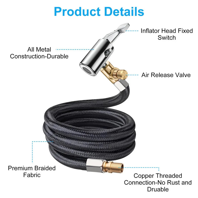 31" Tire Inflator Hose Extension – 90° Lock-On Air Chuck Kit