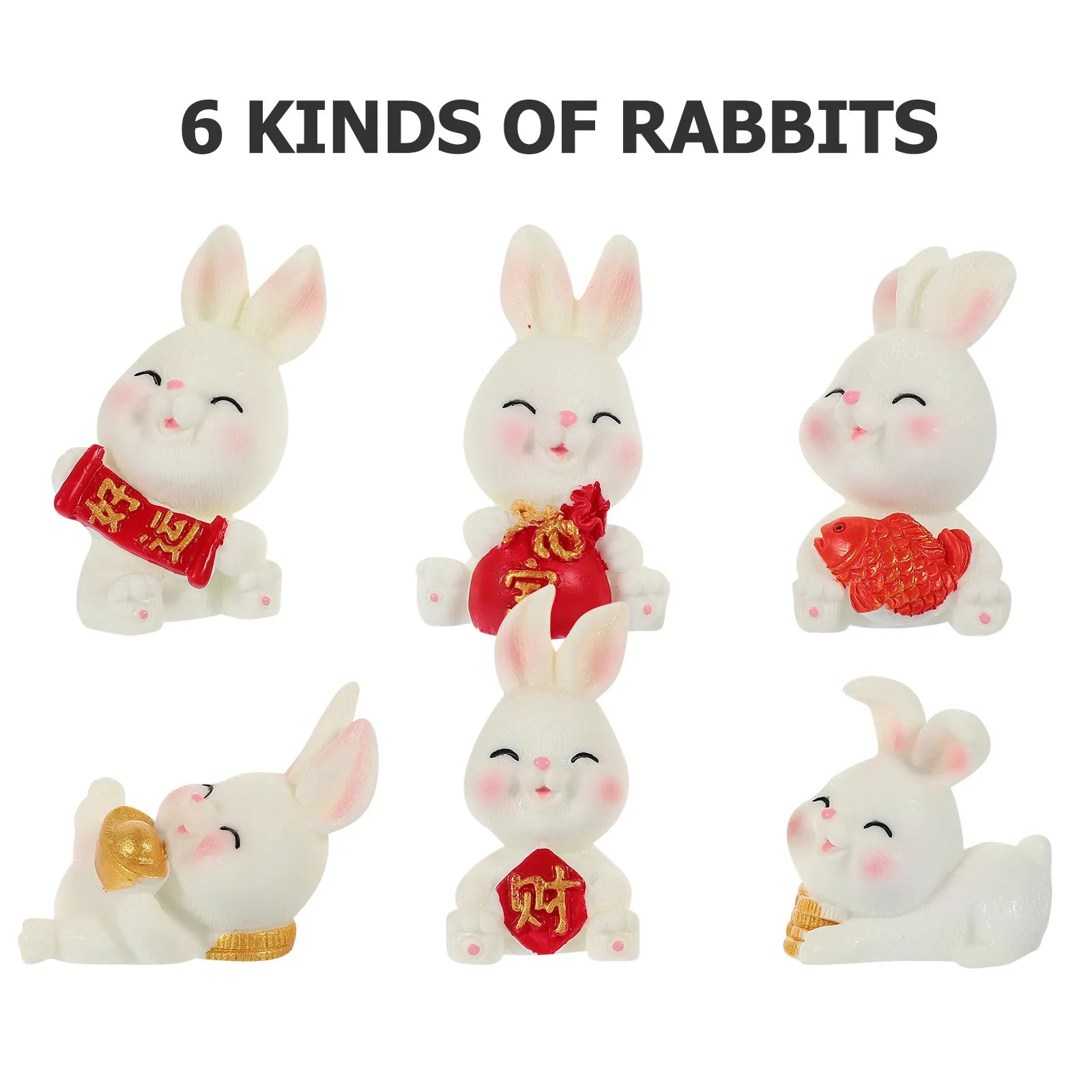 Mini Rabbit Ornaments Resin Small Cute Bunny Decor Cake Cupcake