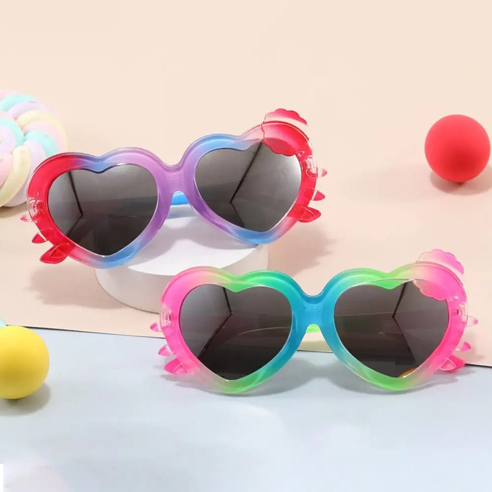 Fashion UV400 Kids Sunglasses Heart Shape Outdoor Gradient Sunglasses Colorful Travel Goggle Toddler Zpaxo