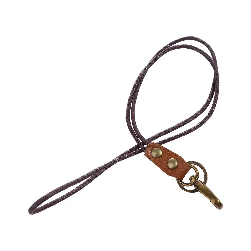 Genuine Leather Keychain Badge Holder ID Card Holder Wrist Neck Lanyard Phone Neck Strap Work Card Holder Leather Lanyard Zpaxo