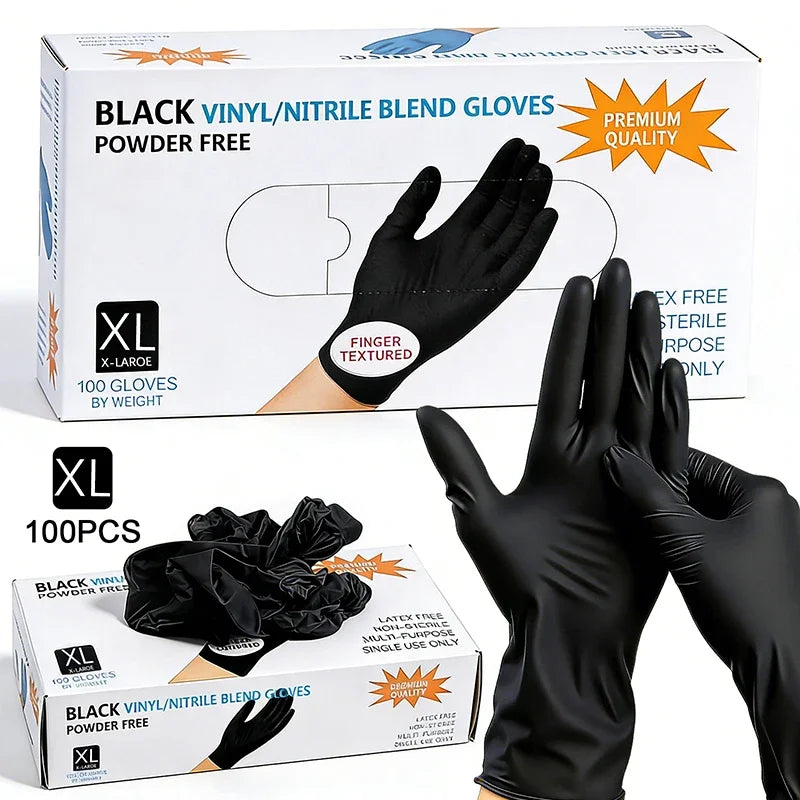 Disposable Nitrile Gloves Food Contact Thick Durable Suitable Strong Zpaxo XL Black