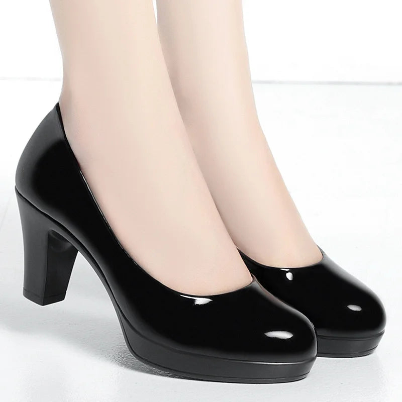 Professional Shallow Mouth Single Shoes Women Round Toe Thick Sole Zpaxo