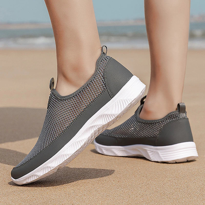 Slip Couple Shoes Lightweight Breathable Flying Woven Casual Sneakers Zpaxo