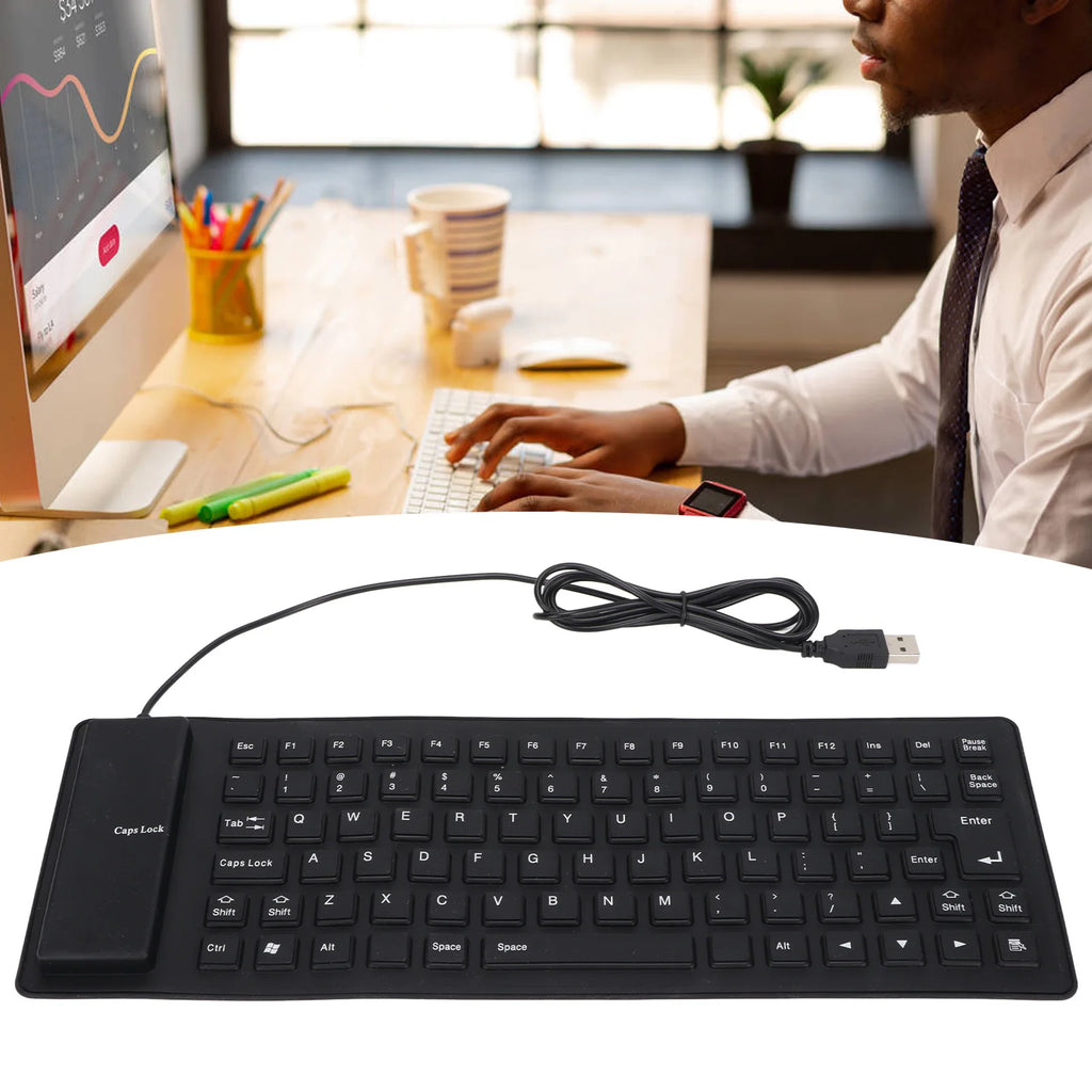 Portable USB Wired Keyboard Silicone Fully Sealed Design Lightweight Silent Soft Comfortable Silicone Keyboard for PC Zpaxo