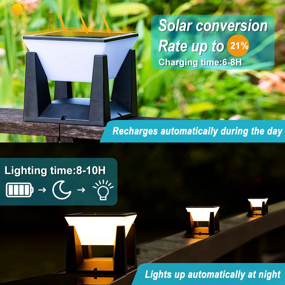 Solar Post Cap Lights Outdoor Waterproof LED Solar Powered Fence Post Lights for Garden Patio Yard Porch Lawn Decor Zpaxo