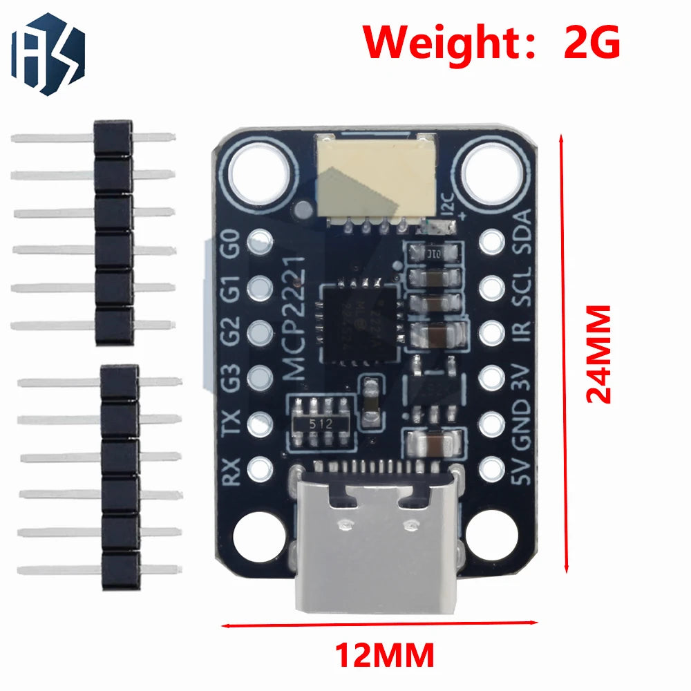 Type-C MCP2221A USB to I2C Breakout Board, STEMMA QT Qwiic Interface Universal Signal Measurement Sensor Module Zpaxo
