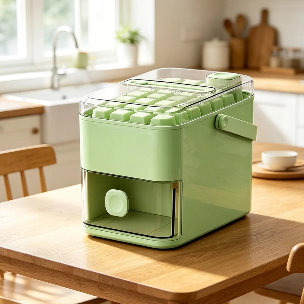 Ice Tray Box 56-Cavity Reusable Double-layer Press Lid Portable Maker