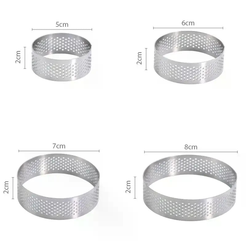 5/6/7/8CM Classic 304 Stainless Steel Mousse Ring Cake Mold With Hole Tart Bottom Tower Fruit Pie Quiches Baking Tool Zpaxo