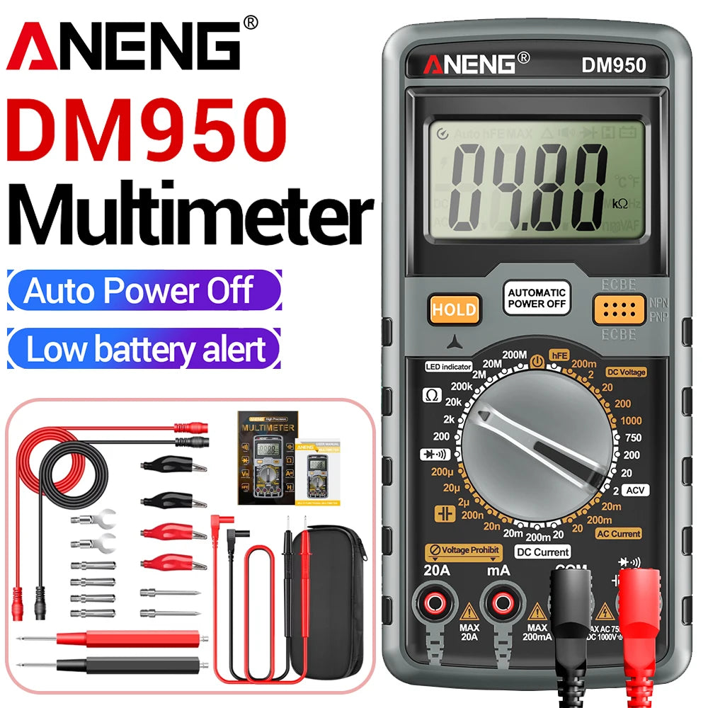 ANENG DM950 Multifunctional 1999 Count AC DC Voltage Current hFE