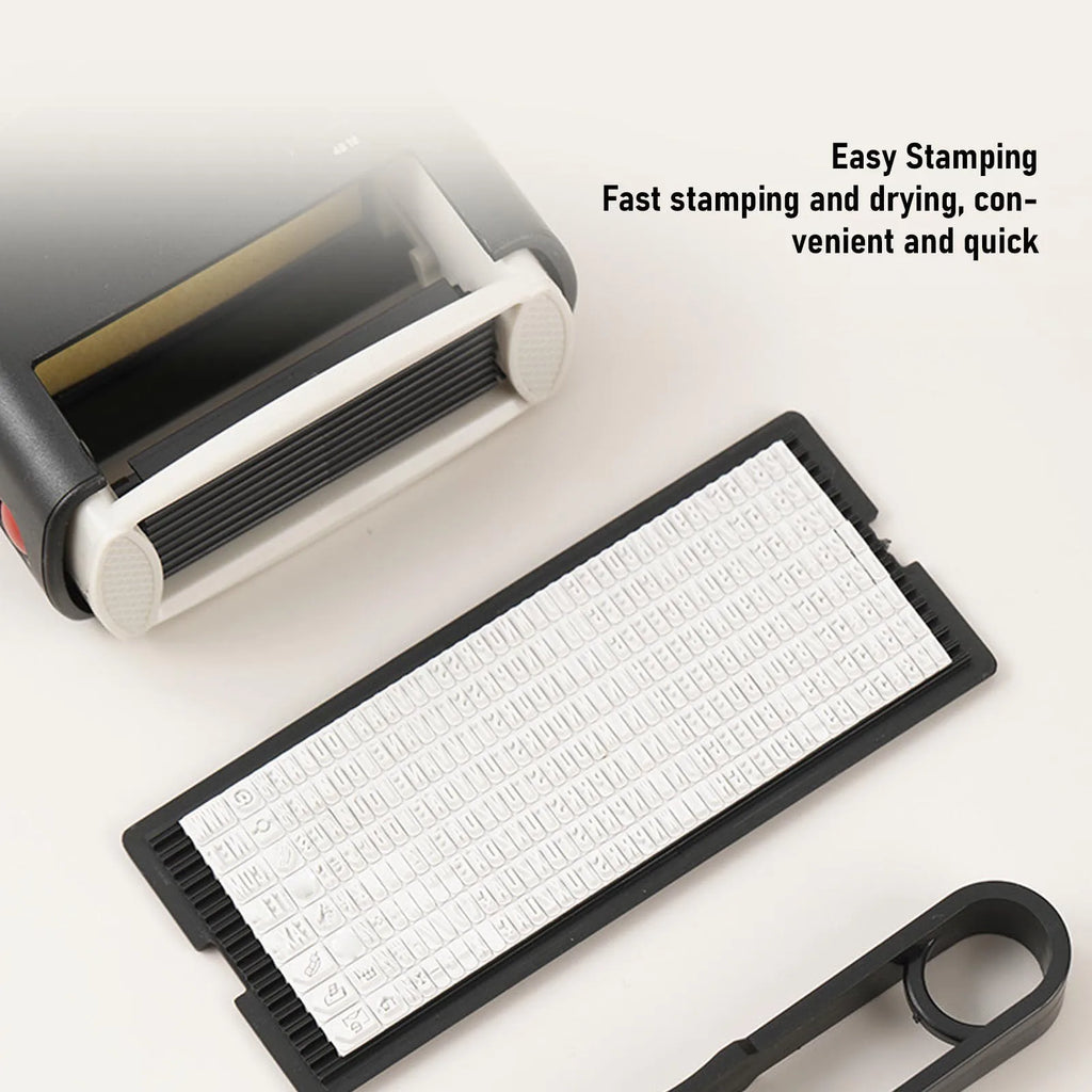 Self Inking Stamper Letter Number Symbol Refillable Automatic Press Stamper Ink Stamper for Office School Home 58x22MM Shell Zpaxo