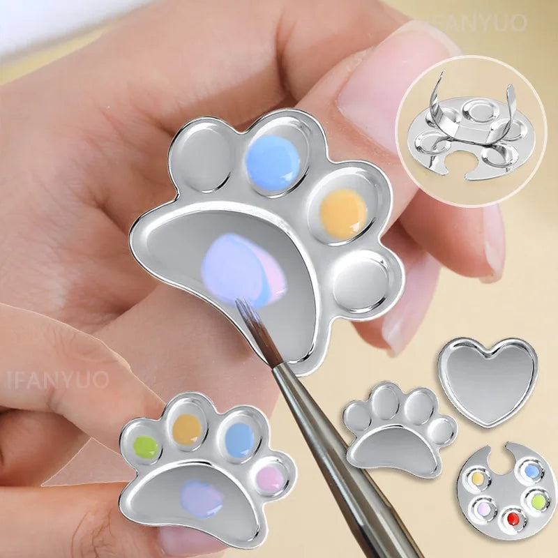 Mini Nail Art Color Palette Cute Footprint Design Finger Ring for Mixing Nail Polish UV Gel Painting Palette Manicure Nail Tools Zpaxo