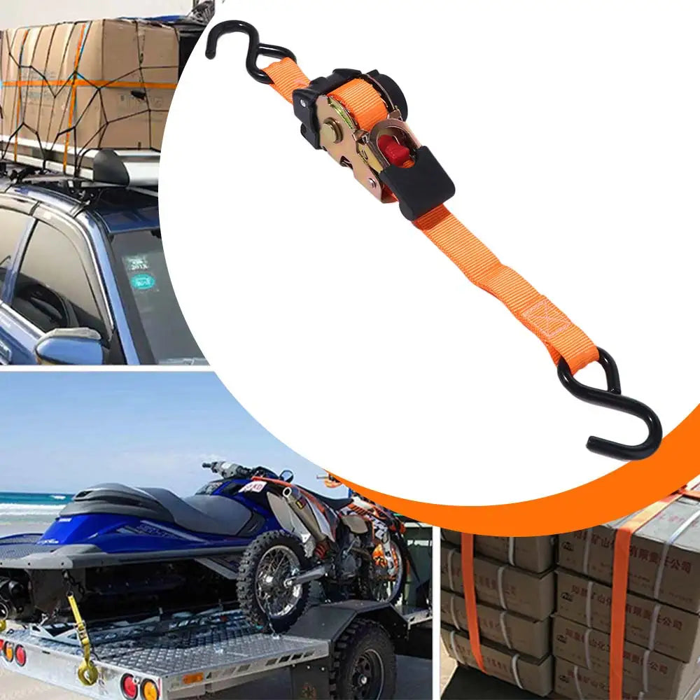 Strong Automatic Lashing Belt Wear-resistant Thickening Self Retractable Ratchet Strap Double Hooks Tension Rope Ratchet Straps Zpaxo