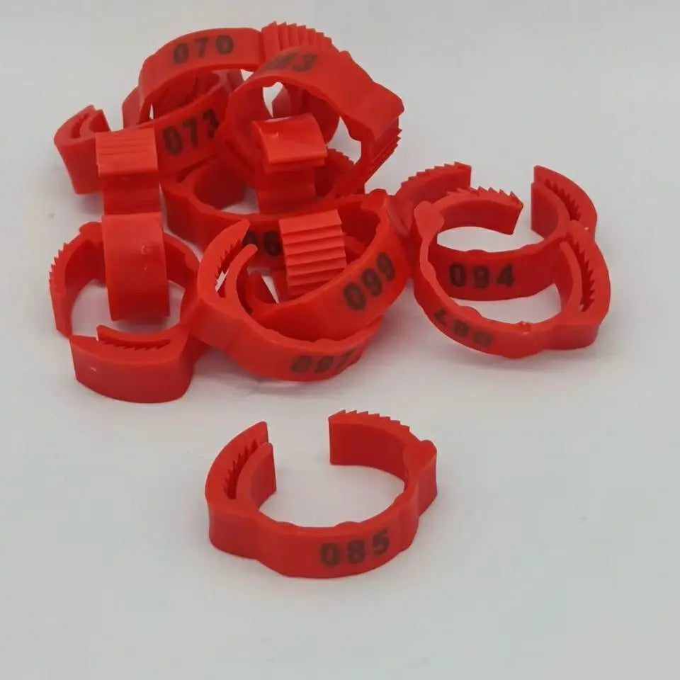 Chicken Foot Ring Label Buckle Plastic Adjustable Poultry Leg Snap Zpaxo red