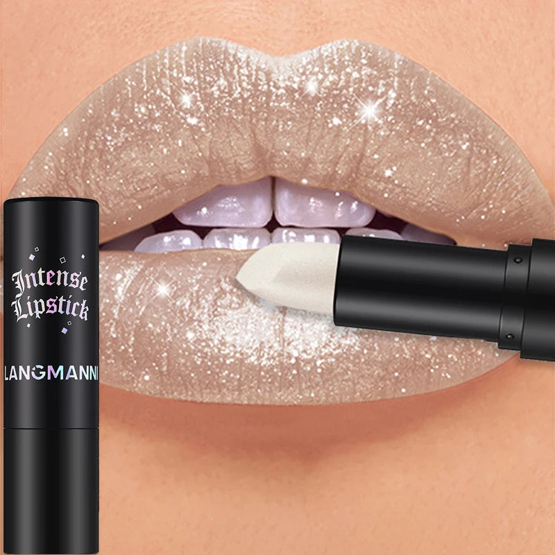 Nude Gray Metallic Lipstick Glitter Diamond Waterproof Long-lasting