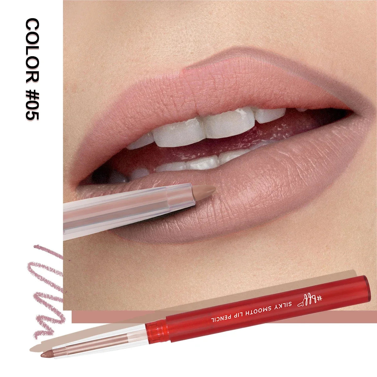 Velvet Lip Liner Crayon Matte Tapered Gradient Lipstick Pen Waterproof Non-Sticky Contouring Lip Makeup Mixed Color System Zpaxo 05