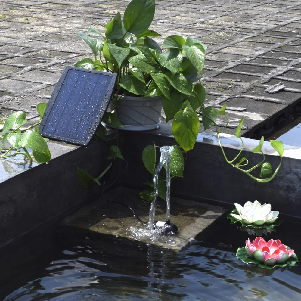 Water Pump Solar Power Decorative Fountain Panel Landscape Pool Garden Fountains Pluggable 9V2.5W Garden Waterfall Fountain Pump Zpaxo