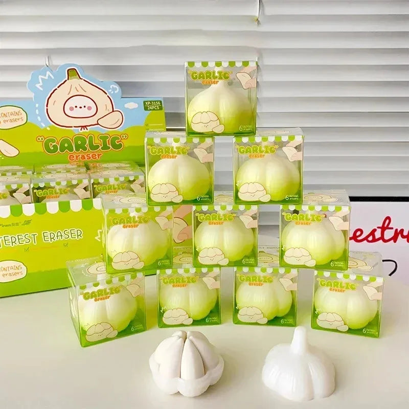 Cute Garlic Shaped Eraser Detachable Mini Clove Pencil Erasers
