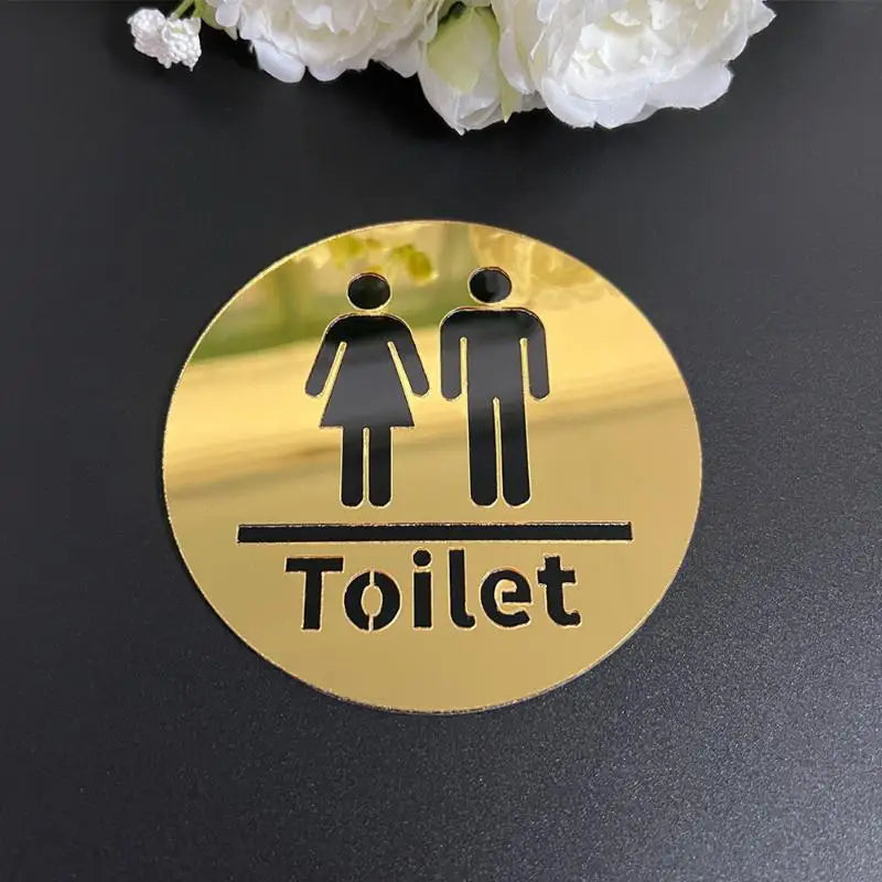 3.94-inch Acrylic Toilet Sign For Men And Women, Bathroom Identification, Round And Square Toilet Mirror Decals For Home Decor. Zpaxo A5