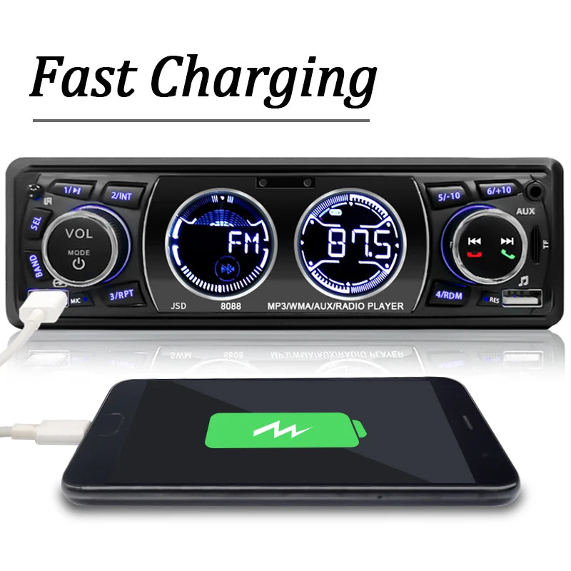 Hippcron Car Radio Audio 1din Bluetooth Stereo MP3 Player FM Receiver