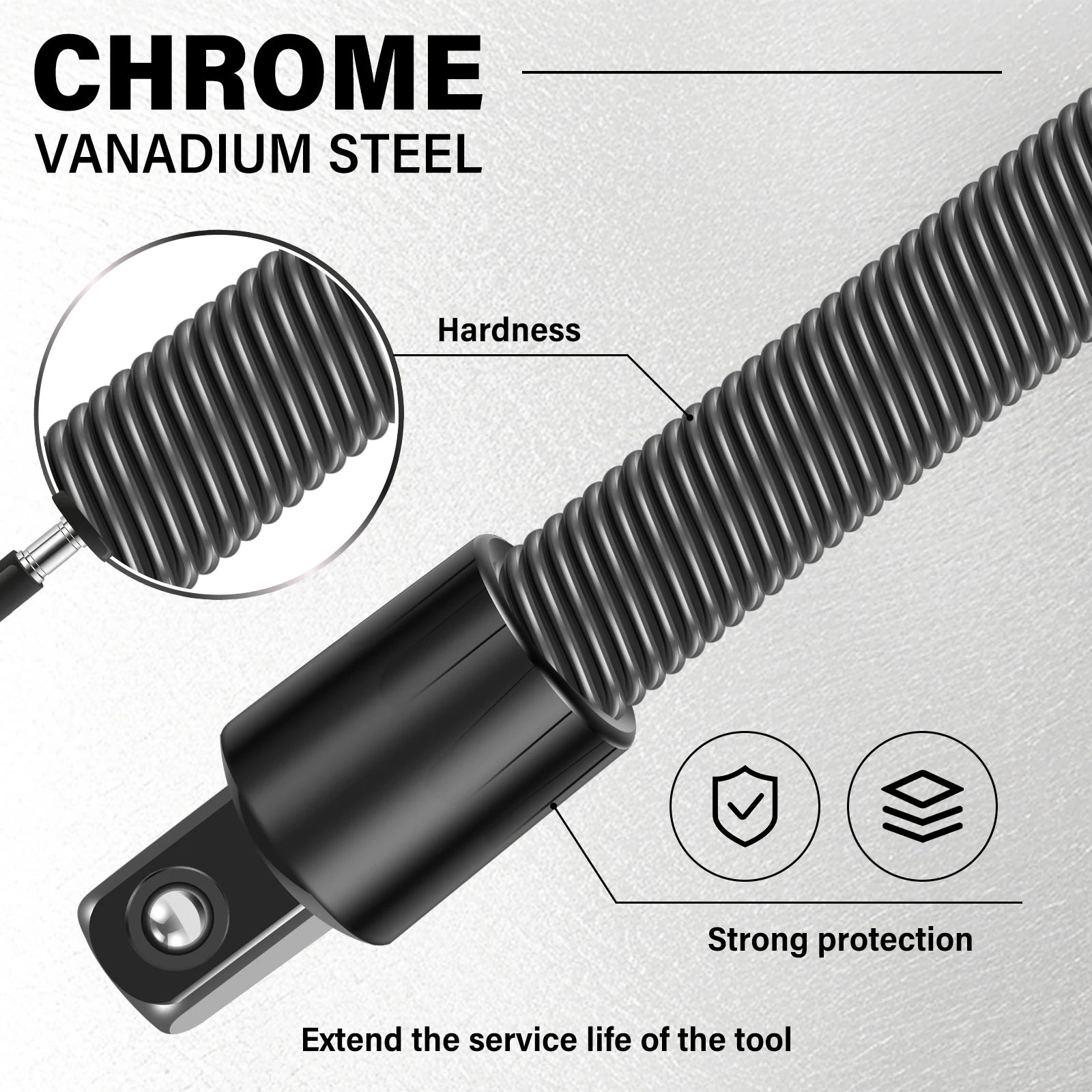 1/2 Flexible Shaft Extension Bar Socket Extender Chrome Vanadium Steel Ratchet Spring Bar for Automotive Repair in Tight Spaces Zpaxo