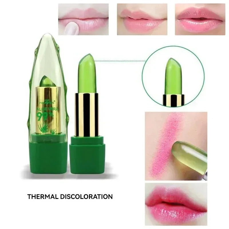 Aloe Vera Lipstick Natural Temperature Change Color Jelly Lip Balm Long Lasting Moistourizing Nutritious Lips Protection Makeup Zpaxo