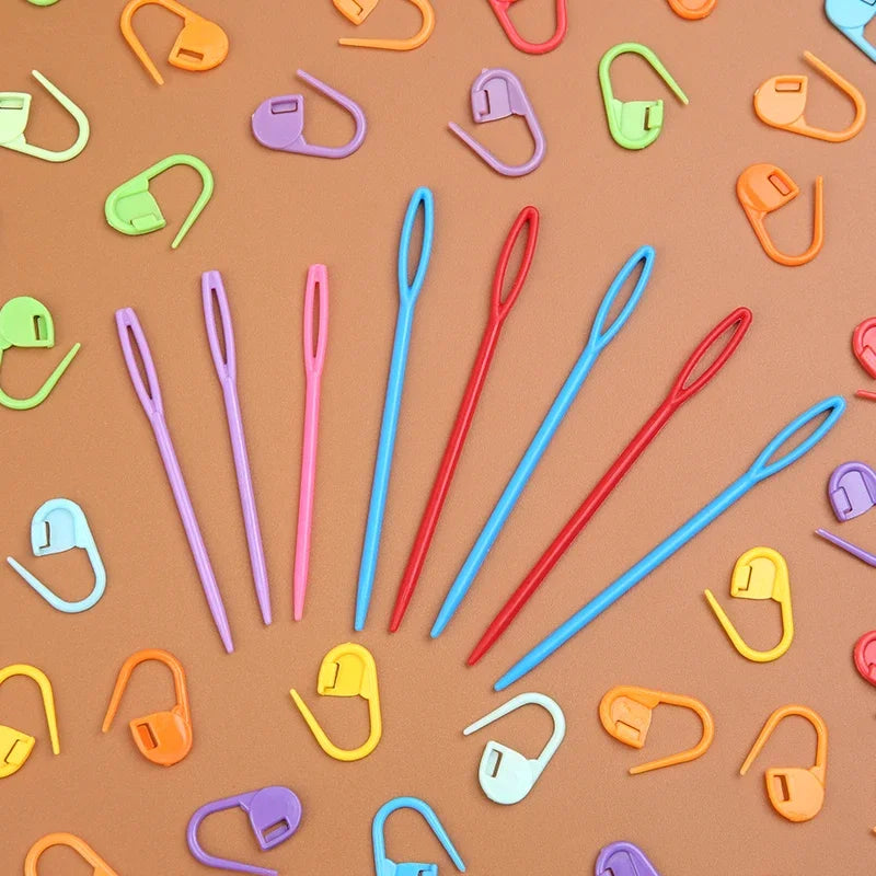 61pcs Multicolor Plastic Resin Small Clips Knitting Crochet Markers Locking Stitch Needle Clip Marking Rings DIY Sewing Tool Zpaxo
