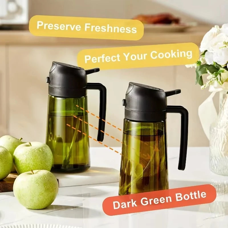 500ML Oil Sprayer for Cooking 2-in-1 Olive Oil Dispenser Leakproof Olive Oil Sprayer Bottle for Cooking Air Fryer BBQ Salad Zpaxo