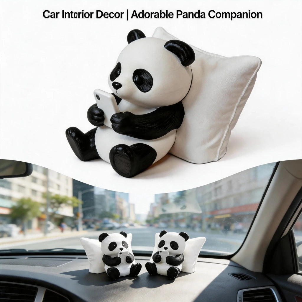 Panda Sculpture Figurine – Desk & Car Dashboard Ornament