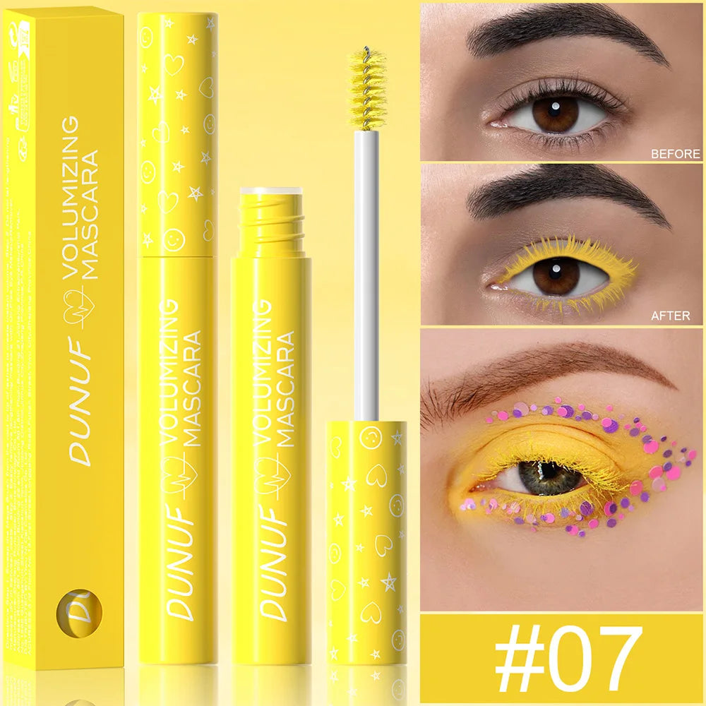 Yellow Slender Curly Mascara, Color Mascara Waterproof Not Easy To Smudge, Portable Fine Brush Head，Holiday Makeup Zpaxo