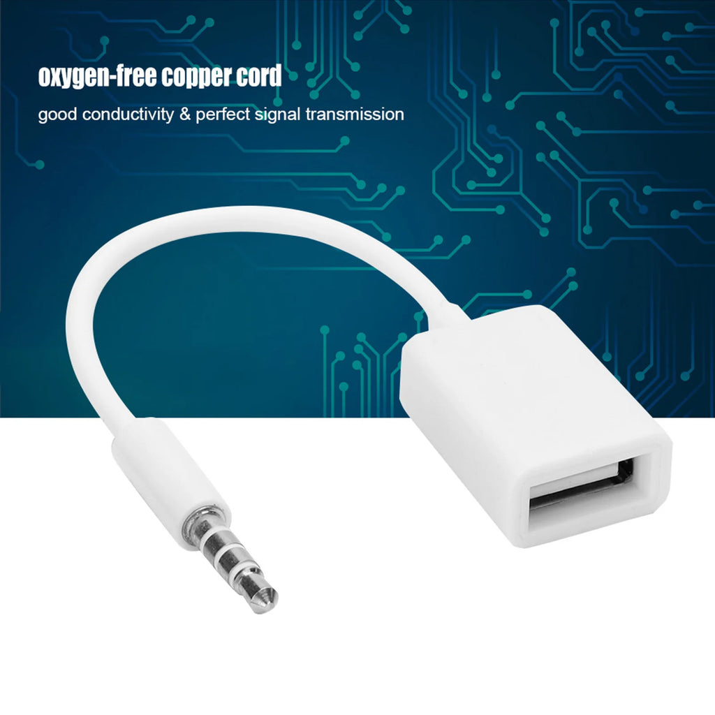 Male Plug Jack USB Female AUX Audio Cable Converter Adapter Cord