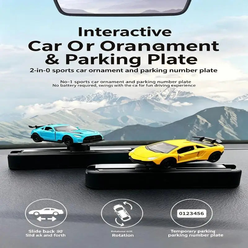 Mini Car Dashboard Ornament & Parking Number Plate | Drift Model