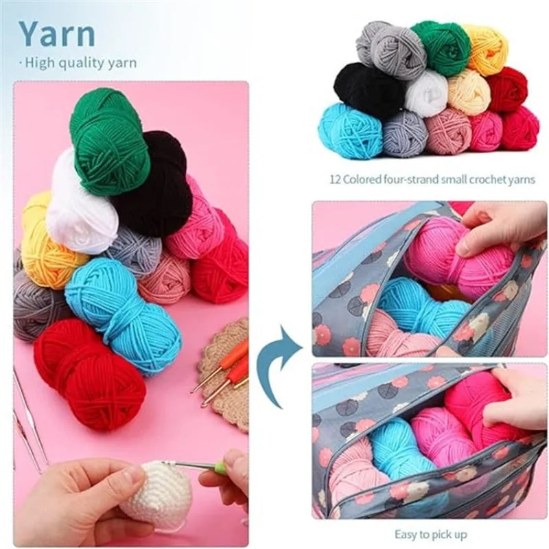 130 Piece Knitting Crochet Hook Set Home Use Sewing Tool DIY Craft Crochet Knit Markers Needles Tools Weaving Accessories With Zpaxo
