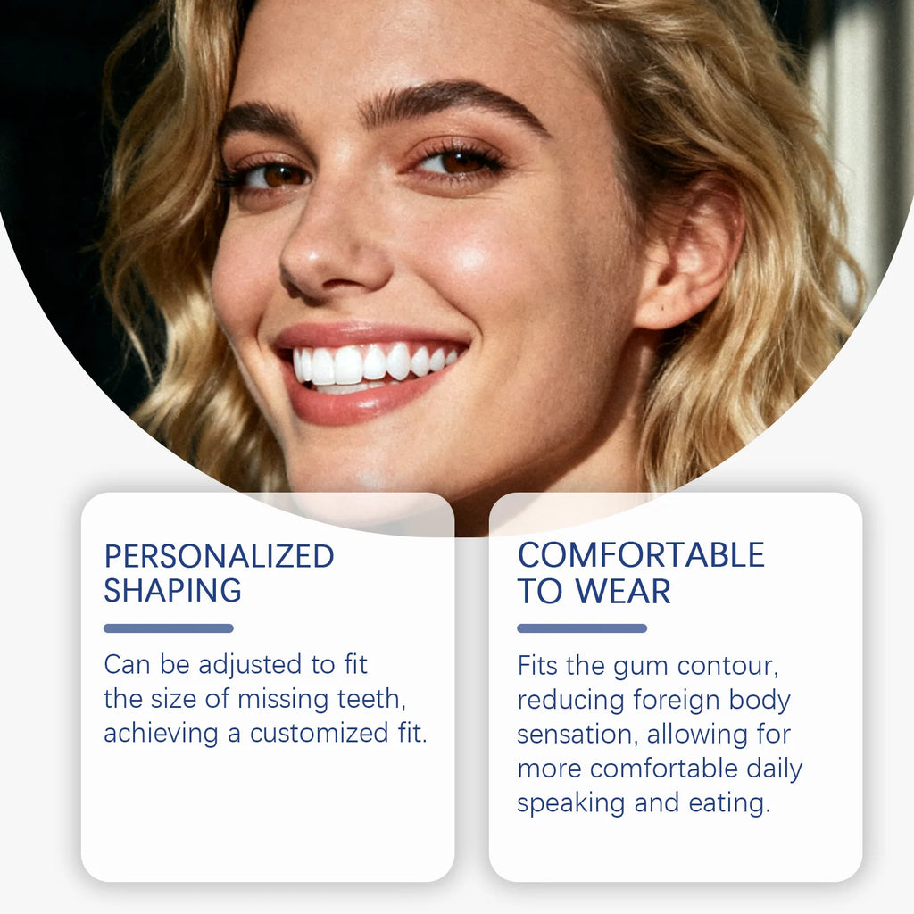 Moldable denture gel for custom false teeth,convenient to use,effectively boosts your smile and restores confident dental beauty Zpaxo