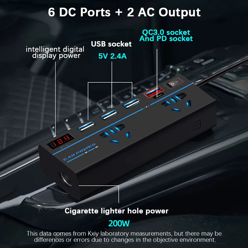 Power Adapter OFF Switch Car Inverter QC 3 0 USB PD Type-c Chargers Zpaxo