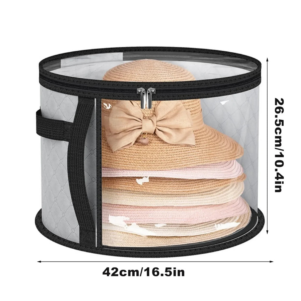 Extra-Large Foldable Hat Storage Box - Durable Non-Woven Fabric, Stain-Resistant with Clear Viewing Window, Perfect for Cowboy Zpaxo