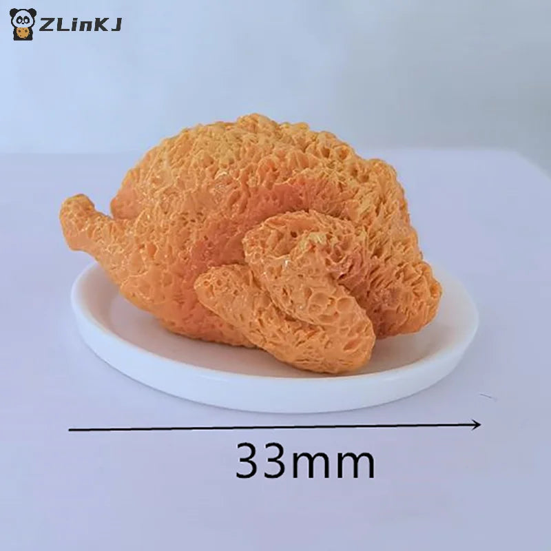 ▶1Set Mini Simulation Fried Chicken Miniatures Food Doll House Decor DIY Supplies Model Food Ornament Toy Dollhouse Accessories Zpaxo