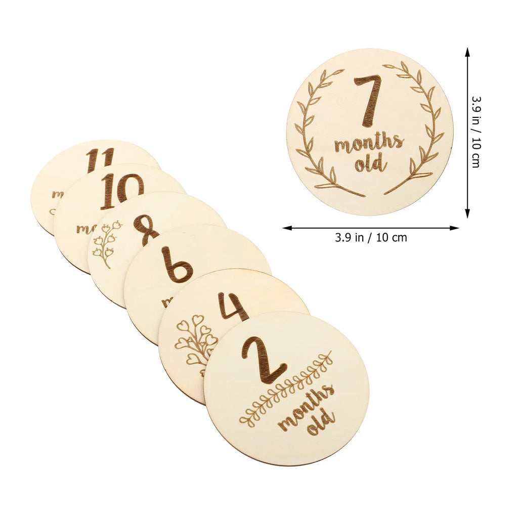 Safe Eco Friendly Wooden Baby Milestone Cards Creative Fun Shaped