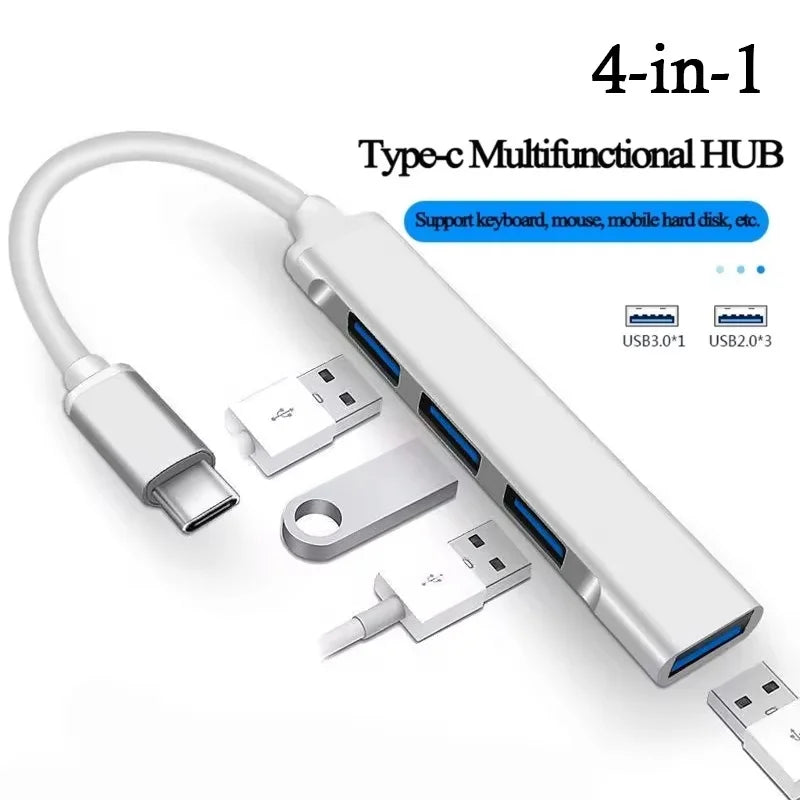 Type C Multi USB Splitter USB Transfer Adapter 4 In 1 High Speed Data Transmission Splitter For Laptop Hard Drive Phone Tablet Zpaxo