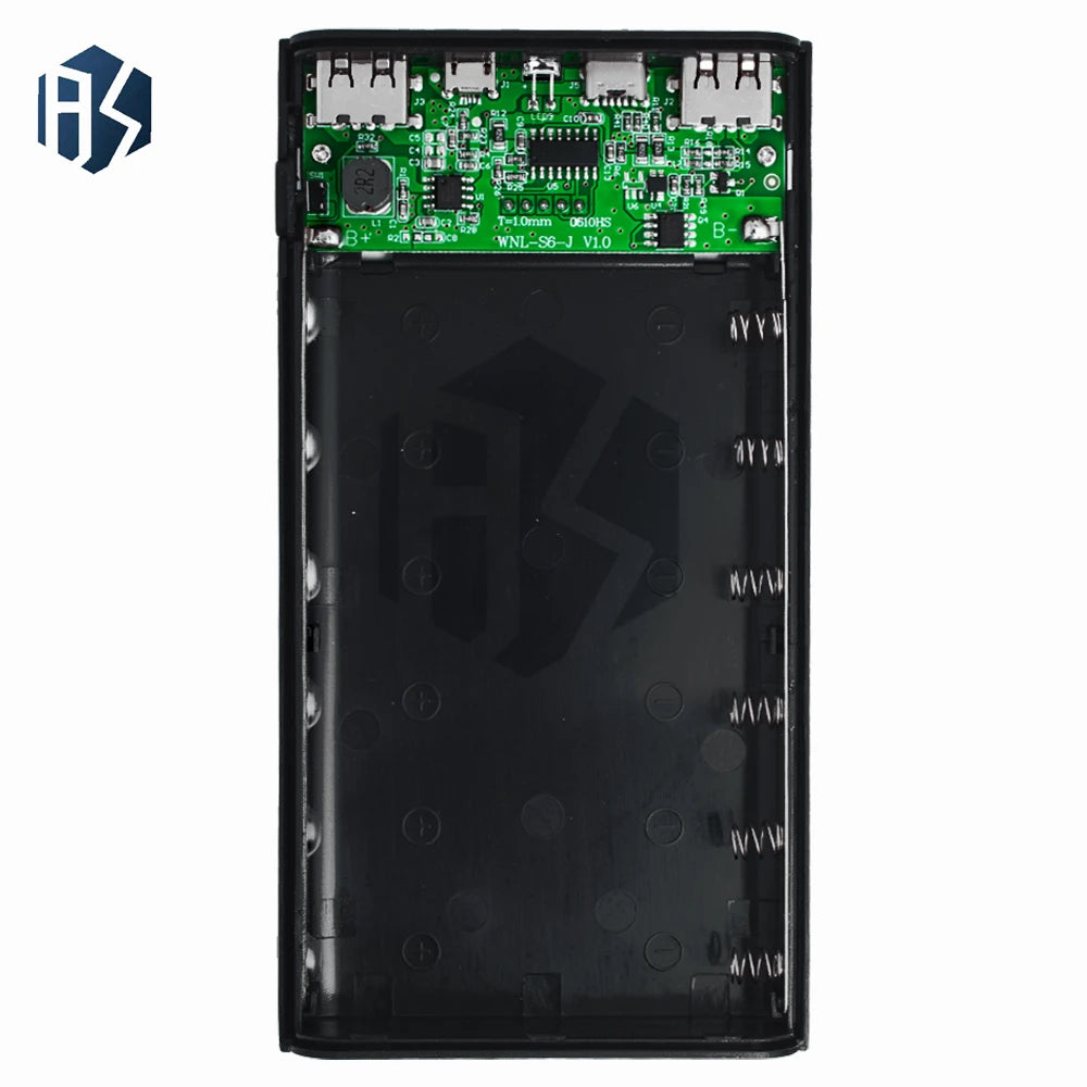 6-Slot 18650 Battery Storage Box, Type-C Micro USB 5V DIY Power Bank Charging Holder Case Zpaxo