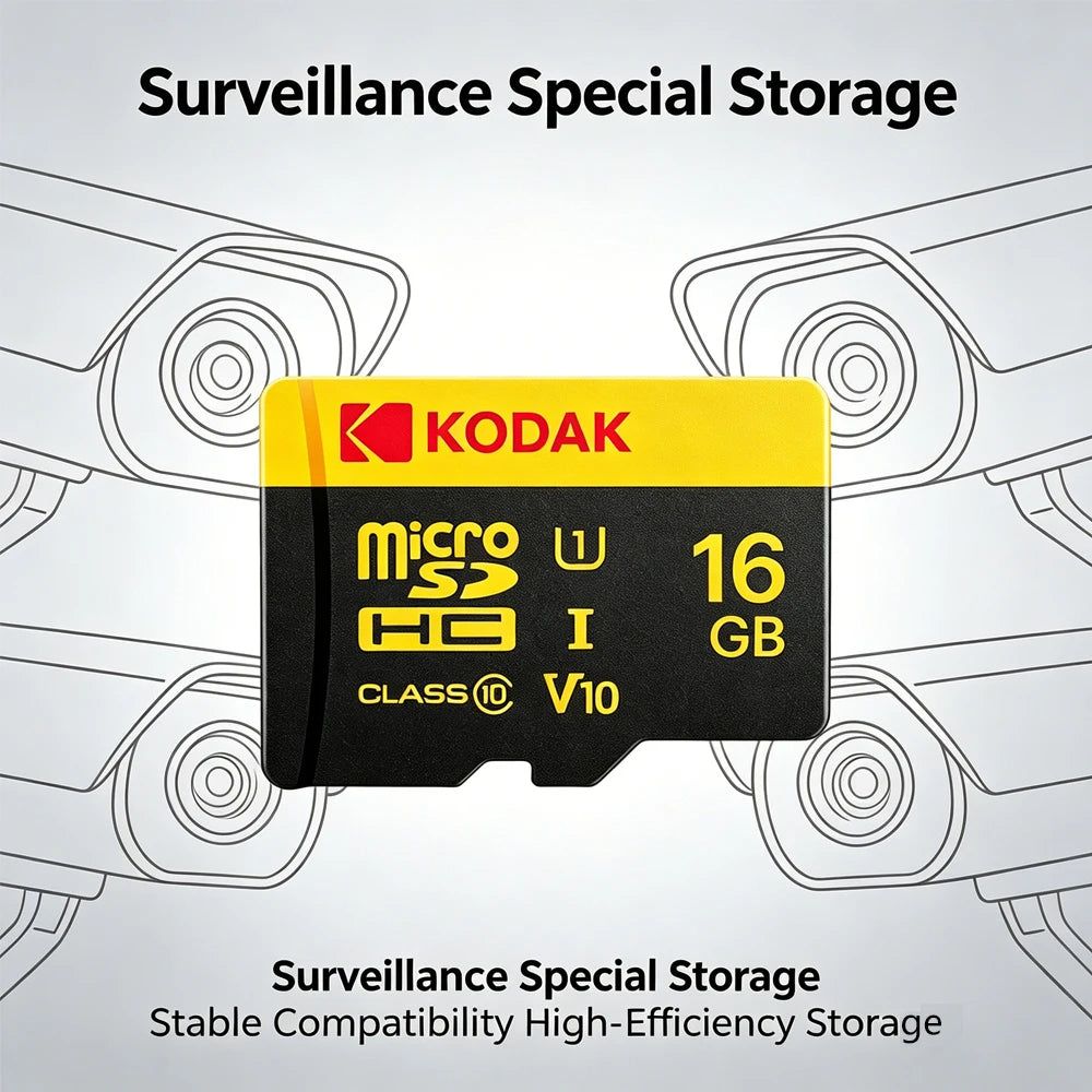 Kodak 16GB 32GB Micro SD Card Class 10 U1 V10 TF Card for Kids Camera Smart Toy Dash Cam CCTV Video Doorbell CCD Camera Zpaxo