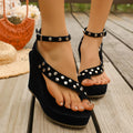 Women Sandals Trend Open Toe Buckle High Heels Shoes Black Punk Gothic Platform Sandals Sexy Rivets Thick Heels Shoes for Women Zpaxo black 42