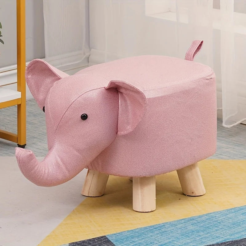 1 Elephant Stool Children's Animal Cute Creative Solid Wood Zpaxo pink