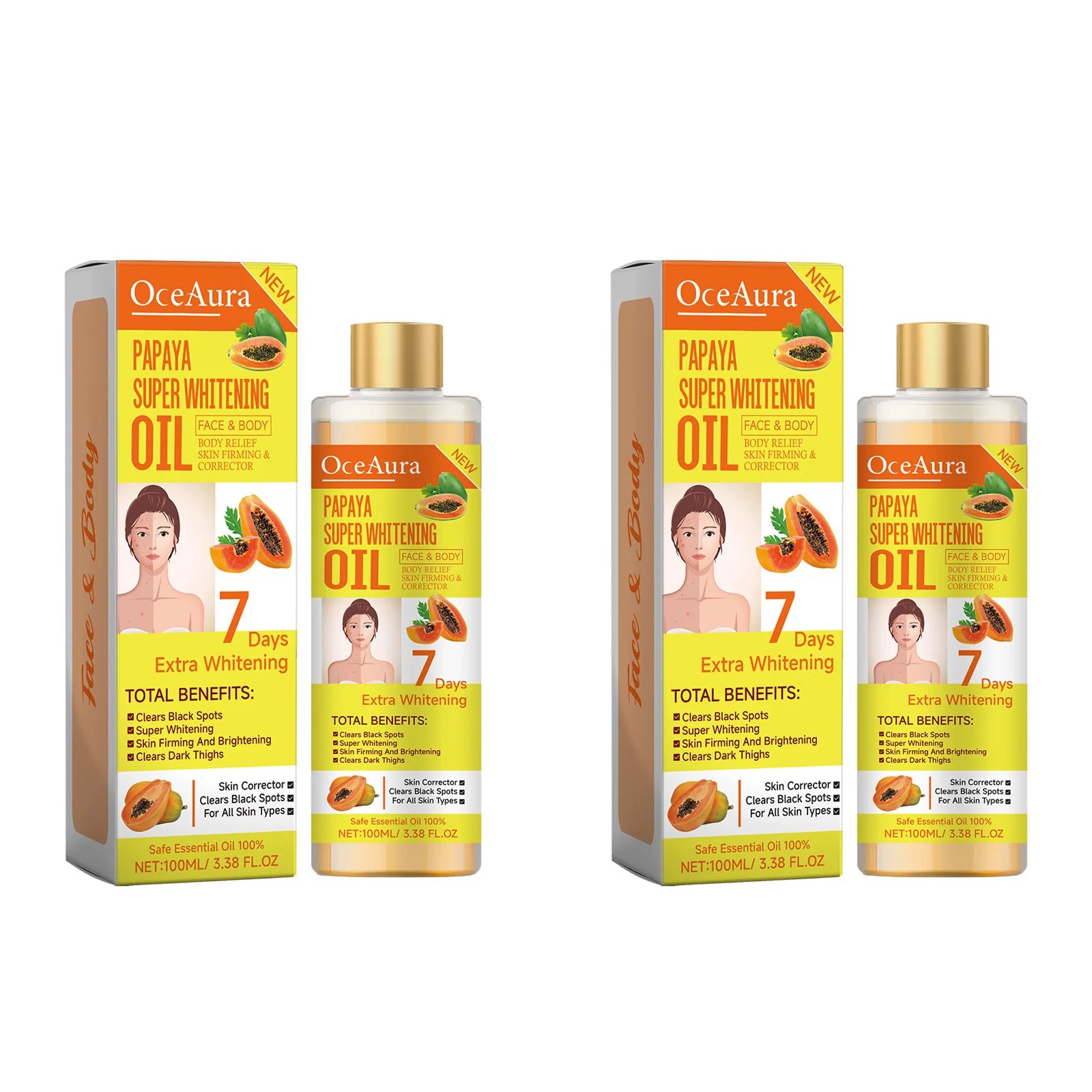 Papaya Whitening Body Oil – Brightening & Moisturizing Skin Brightening Body Oil Zpaxo 2pcs