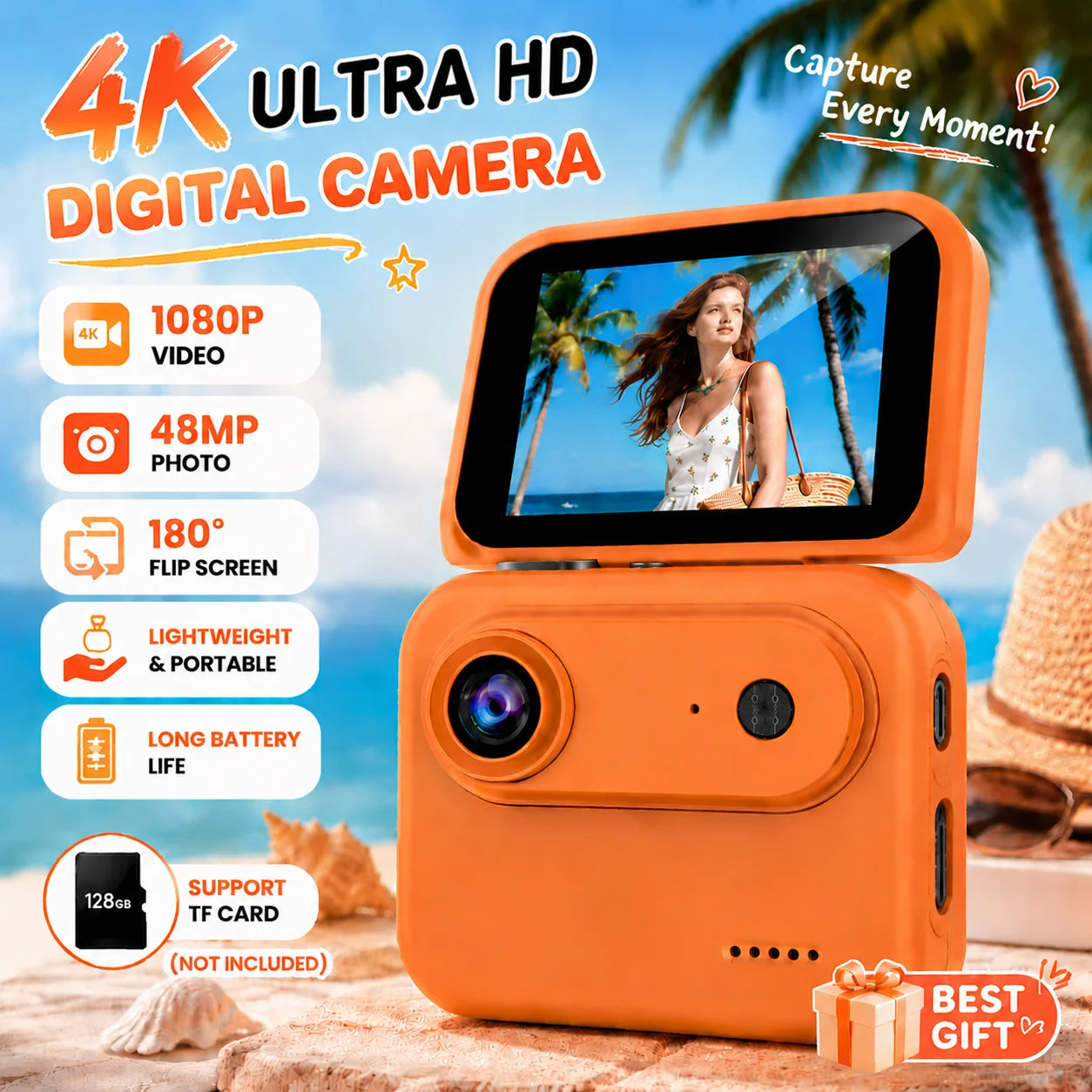 4K Ultra HD Action Camera Flip Screen VLOG Recorder Wide-angle Lens Zpaxo
